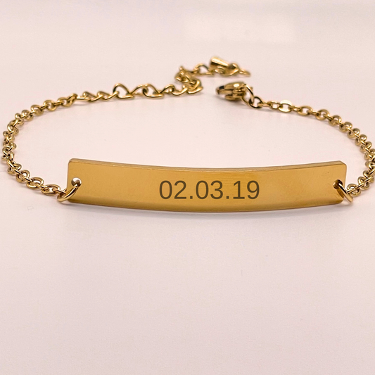 ENGRAVED CHAIN BRACELET W/ LINK CHAIN