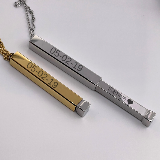 ENGRAVED 3D VERTICAL NECKLACE